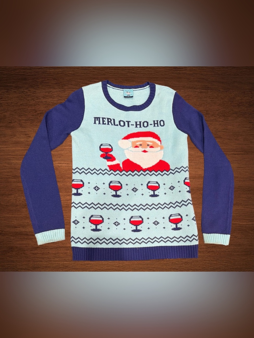NORTHER POLE UGLY CHRISTMAS SWEATER “ MERLOT -HO-HO  SIZE SMALL